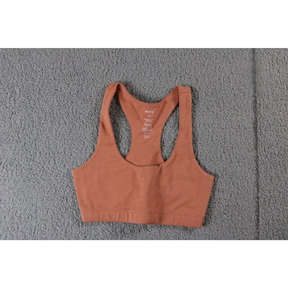 New Mate The Label Sports Bra Xs Clay Orange Stretch Racer Back Organic Cotton